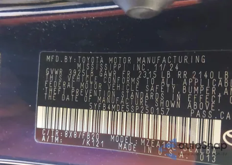 2025 Toyota Corolla Le z USA, uszkodzony, nr VIN 5YFB4MDE5SP250157